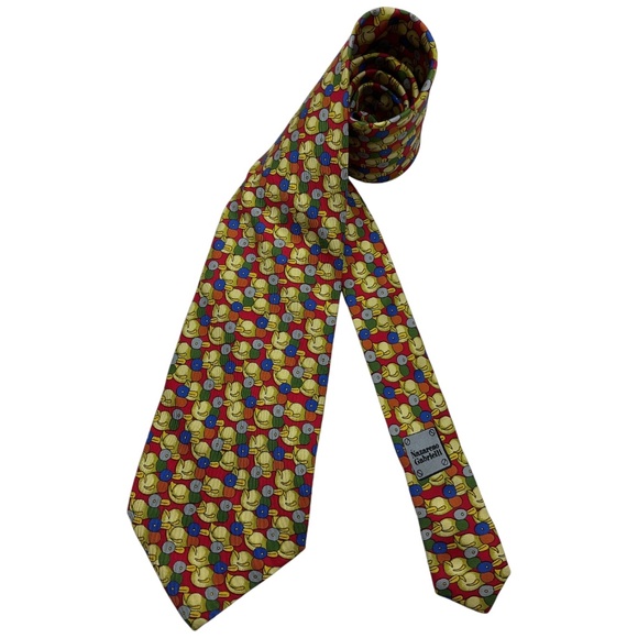 NAZARENO GABRIELLI Multicolor Bird Silk LUXURY Tie ITALY - Picture 1 of 6